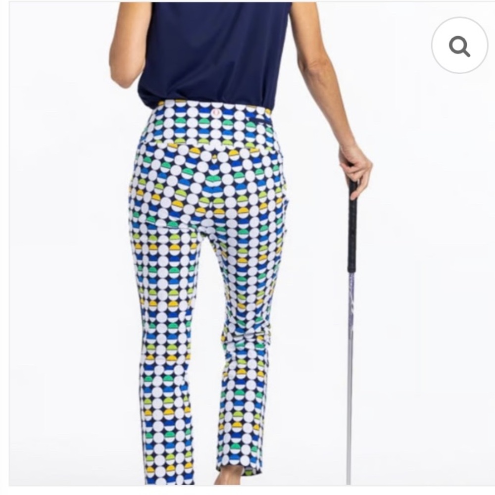 Kinona Mod Dot Crop Golf Pants with Navy Stripe Small - Picture 2 of 10